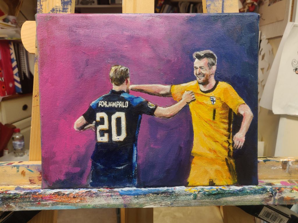 Lukas Hradecky ja Joel Pohjanpalo tuulettaa